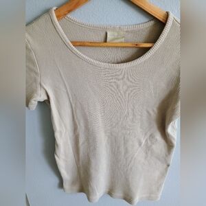 Women's Cream Ribbed Top